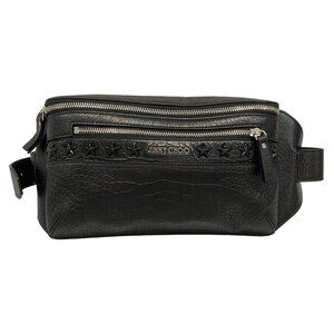 Auth JIMMY CHOO Oscar Black Leather Bum Bag